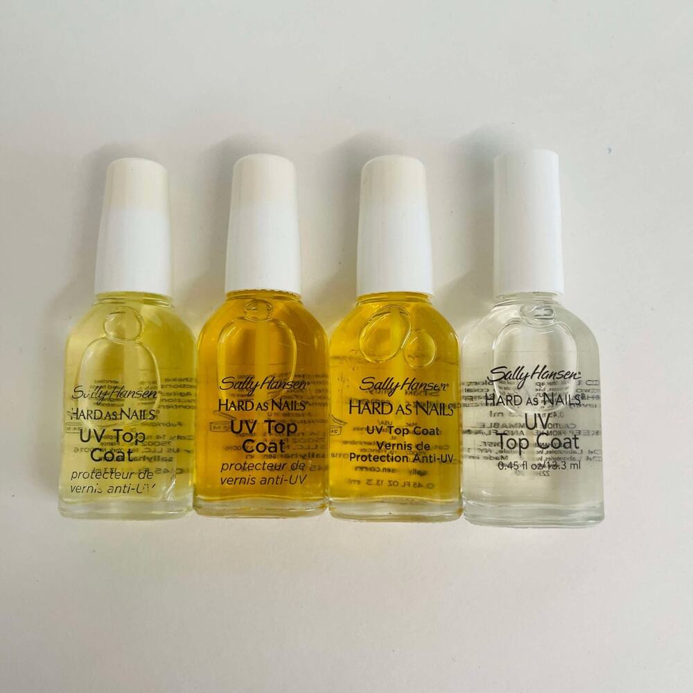 Lot of 4 Sally Hansen Hard as Nails UV Top Coat 0.45 fl oz. 13.3 ml Nail TopCoat